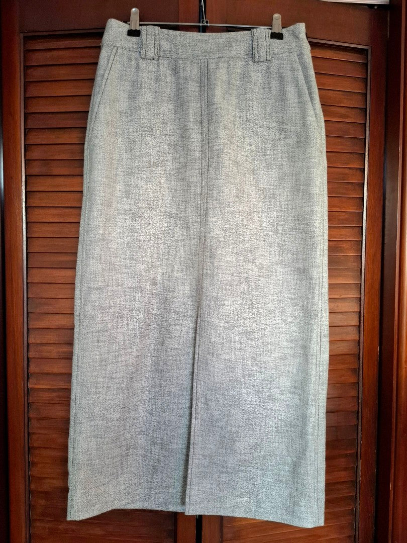 MAX Grey Organic Cotton Midi Skirt