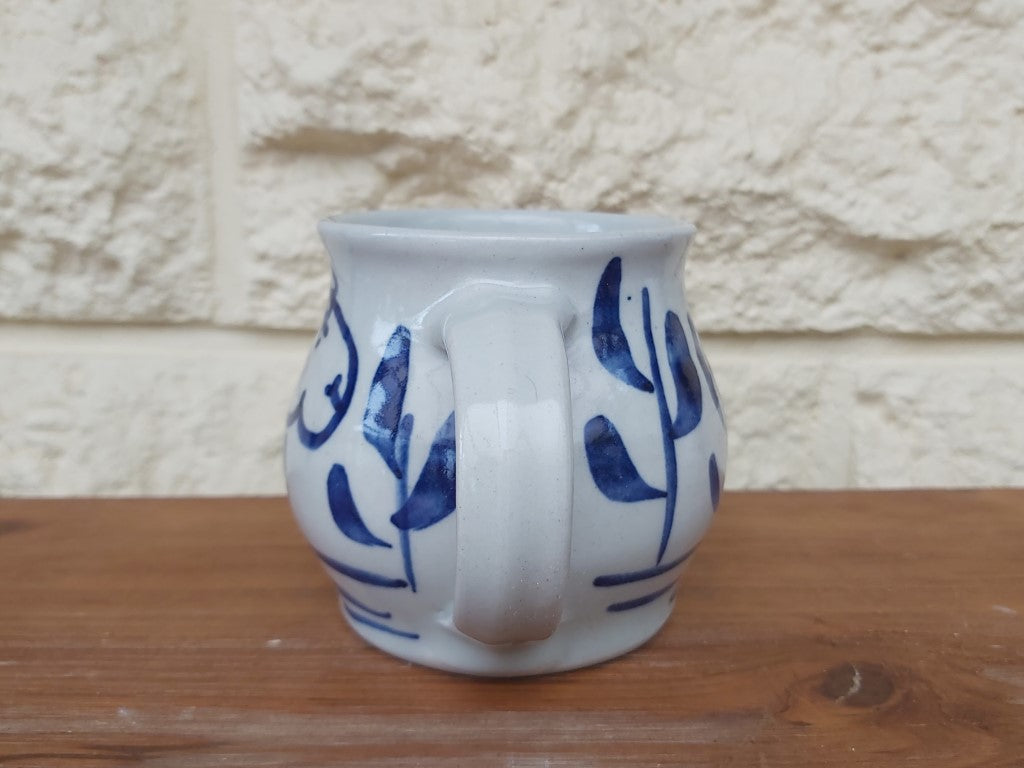Unique Blue & White Ram Studio Pottery Mug