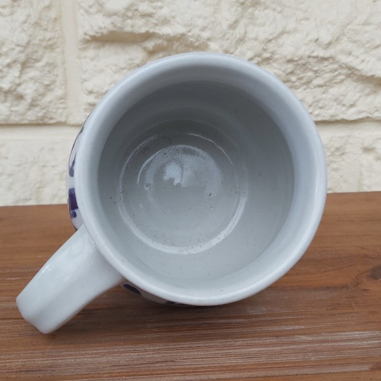 Unique Blue & White Ram Studio Pottery Mug