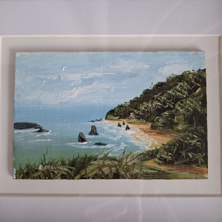 Vintage Oil Painting of Knights Point Signed B Curtis