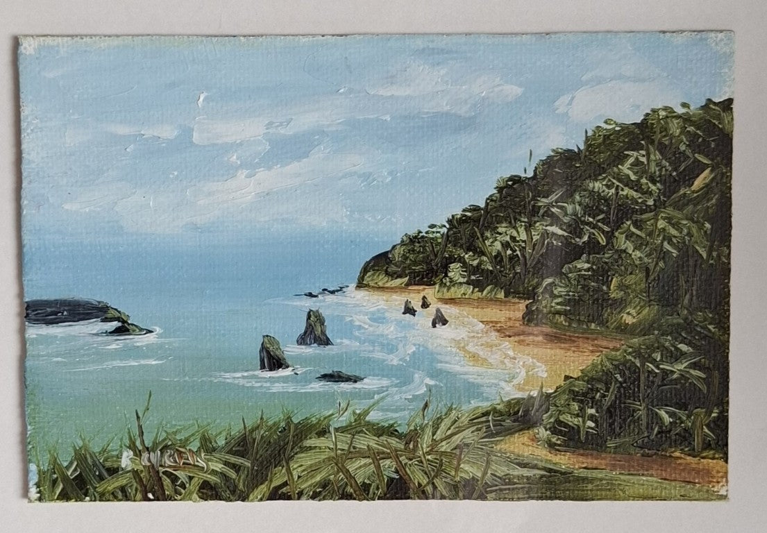 Vintage Oil Painting of Knights Point Signed B Curtis