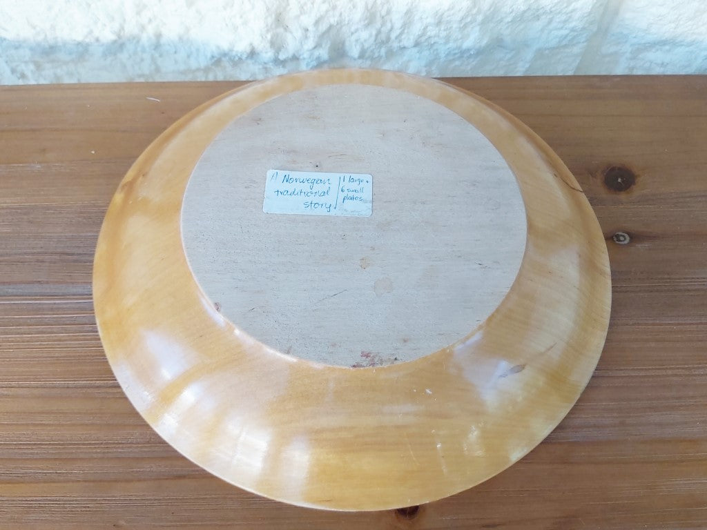 Vintage Norwegian Folk Song Painted Wood Plate