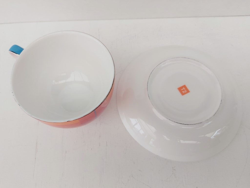 T2 Orange Tartan Cup & Saucer