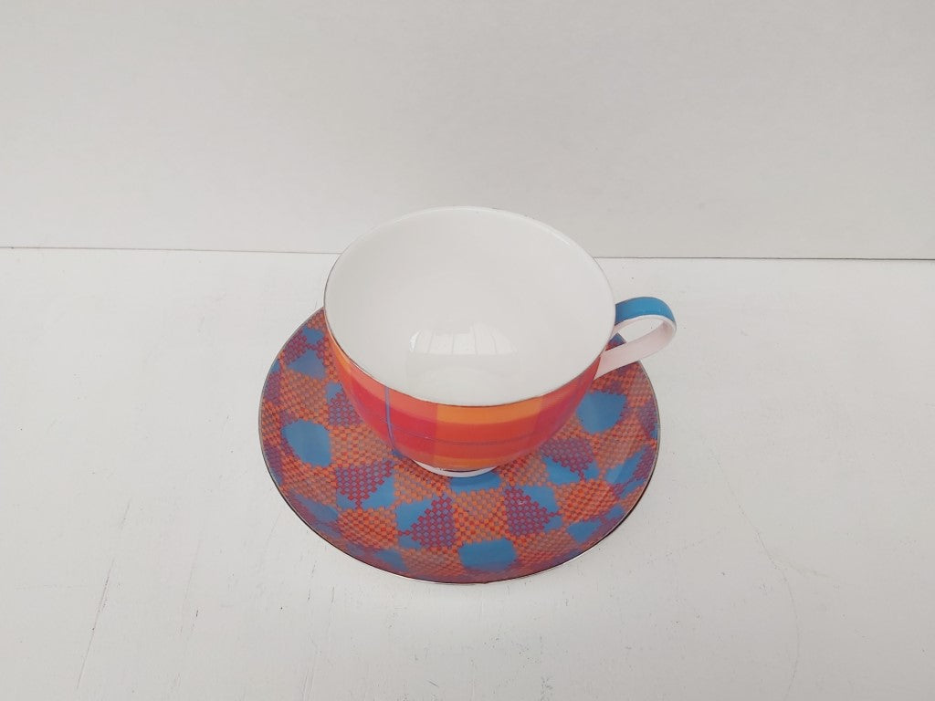 T2 Orange Tartan Cup & Saucer