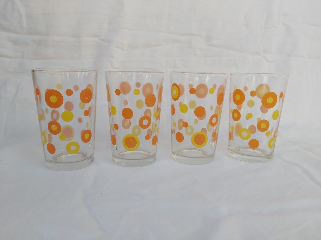Vintage Juice Glasses with Orange Spots Set of 4