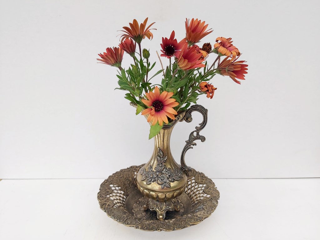 Ornate Italian Brass Pitcher / Vase