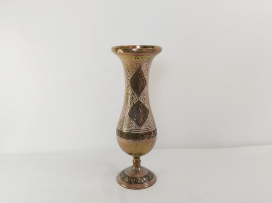 Heavy Coloured Brass Engraved Vase