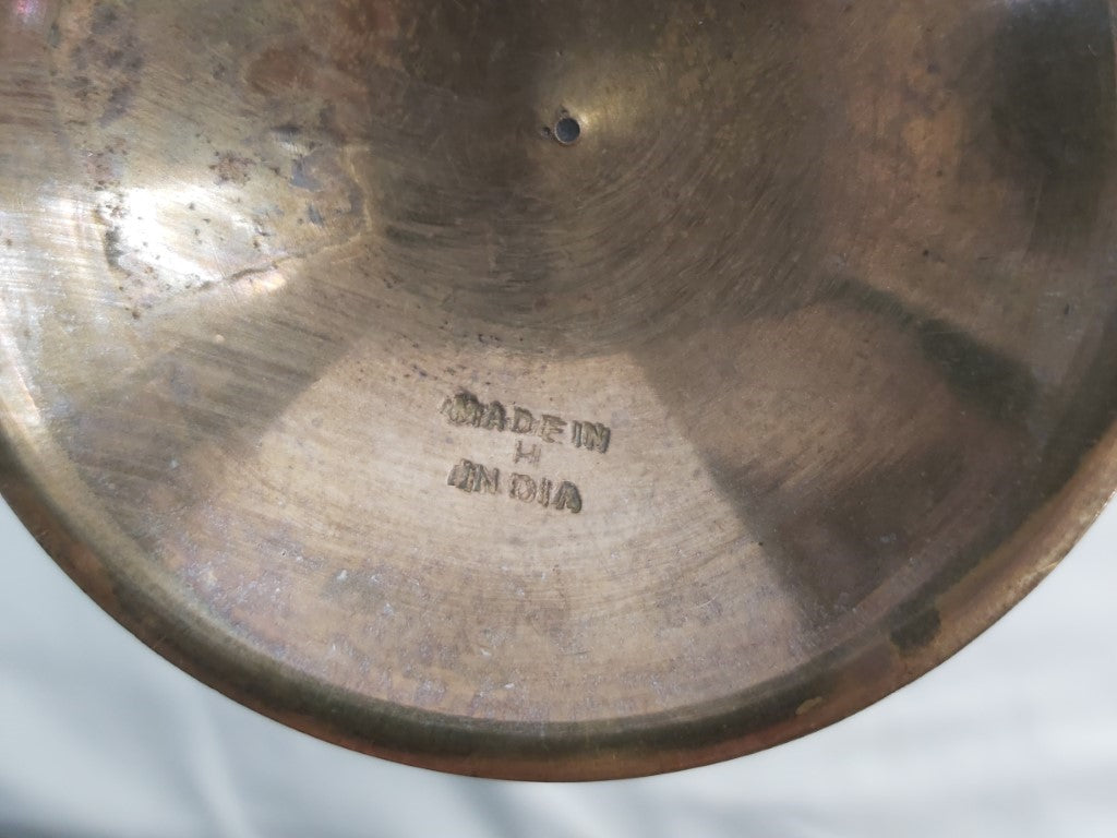 Heavy Coloured Brass Engraved Vase