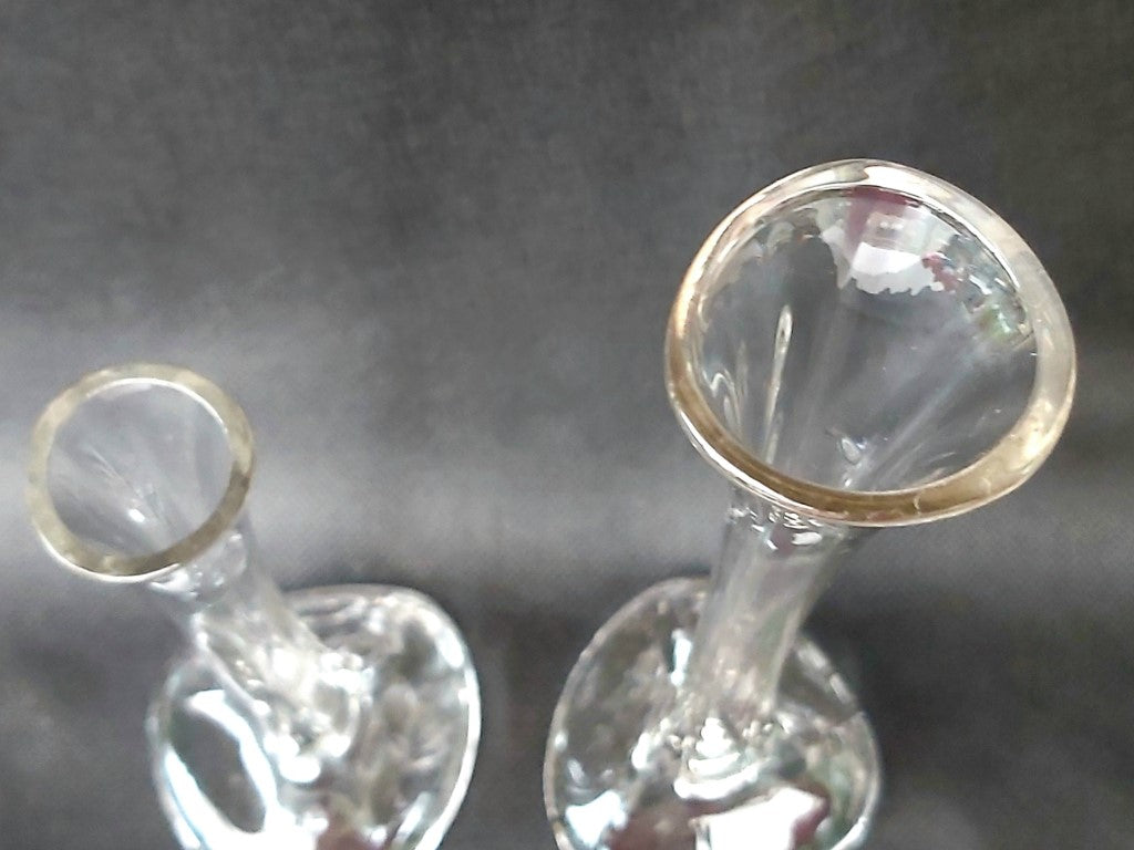 Stretched Art Glass Single Stem Pair of Vases