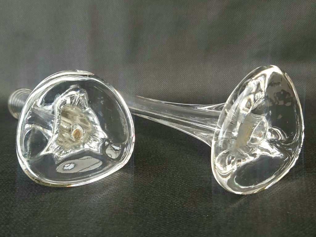 Stretched Art Glass Single Stem Pair of Vases