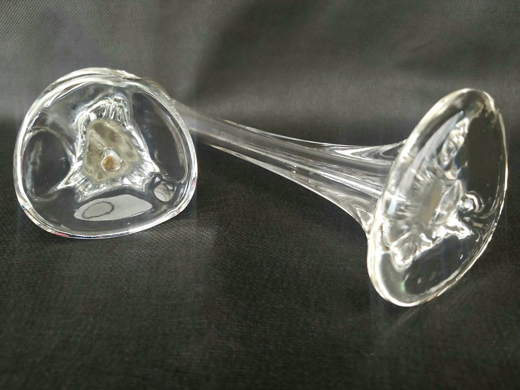 Stretched Art Glass Single Stem Pair of Vases