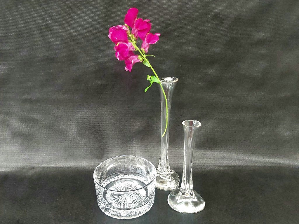 Stretched Art Glass Single Stem Pair of Vases