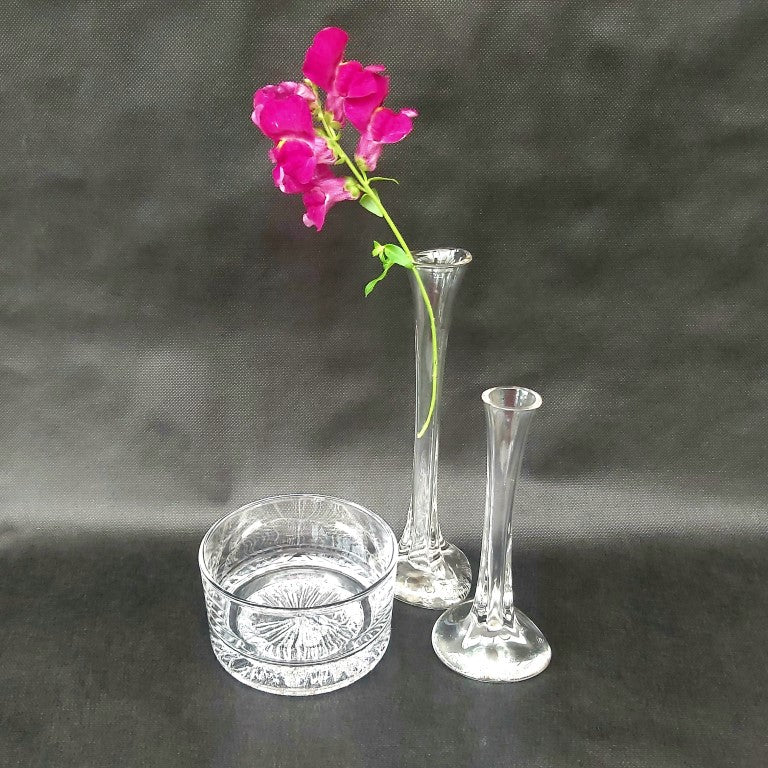 Stretched Art Glass Single Stem Pair of Vases