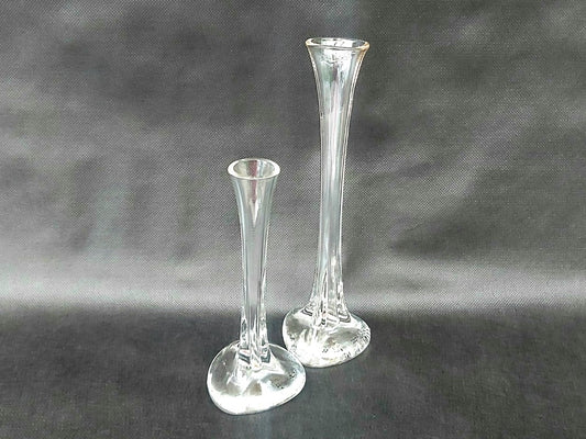 Stretched Art Glass Single Stem Pair of Vases