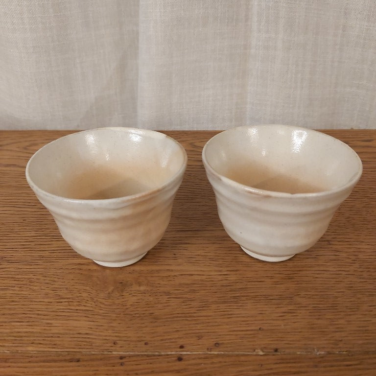 Pair of Handpainted Sakura Japanese Matcha or Rice Bowls