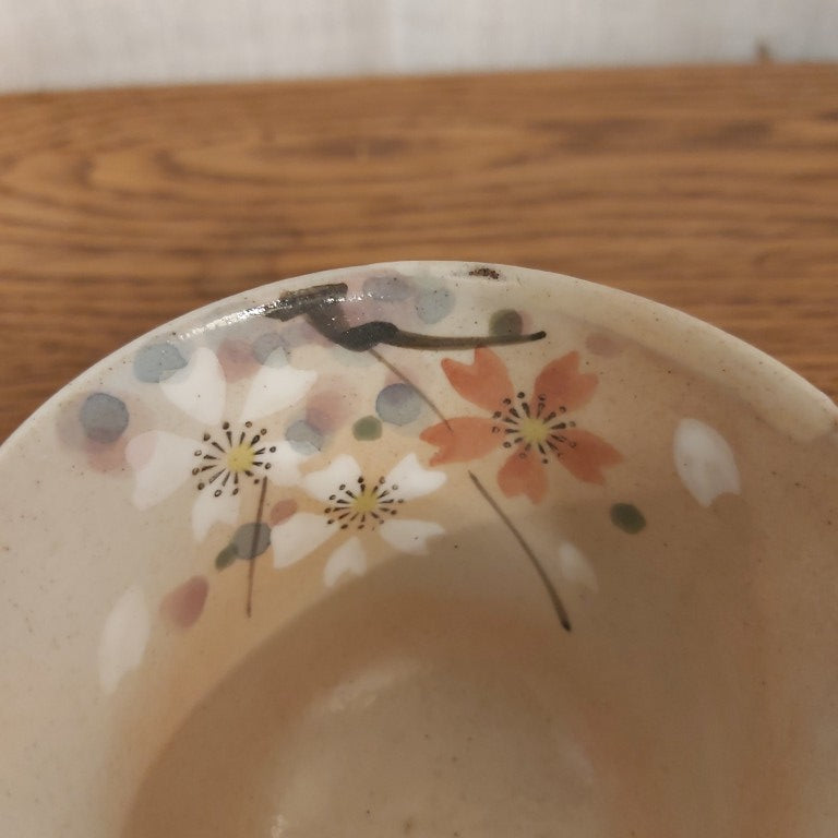 Pair of Handpainted Sakura Japanese Matcha or Rice Bowls