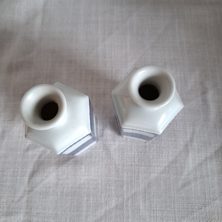 Pair of Ichimatsu Hexagonal Sake Bottles