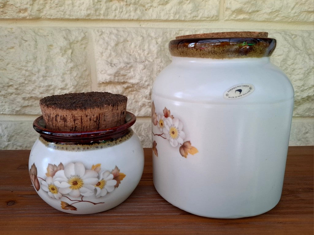 Pair of Kermiko Potteries Hazelwood Canisters