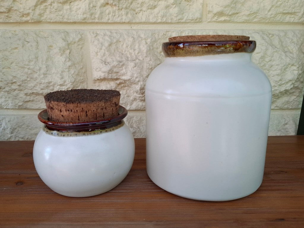 Pair of Kermiko Potteries Hazelwood Canisters
