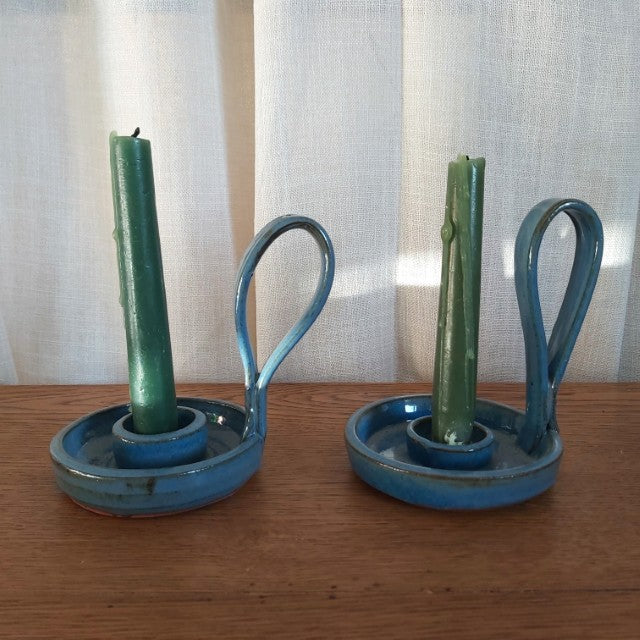 Pair of Wee Willie Winky Pottery Candle Holders
