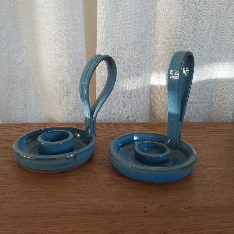 Pair of Wee Willie Winky Pottery Candle Holders