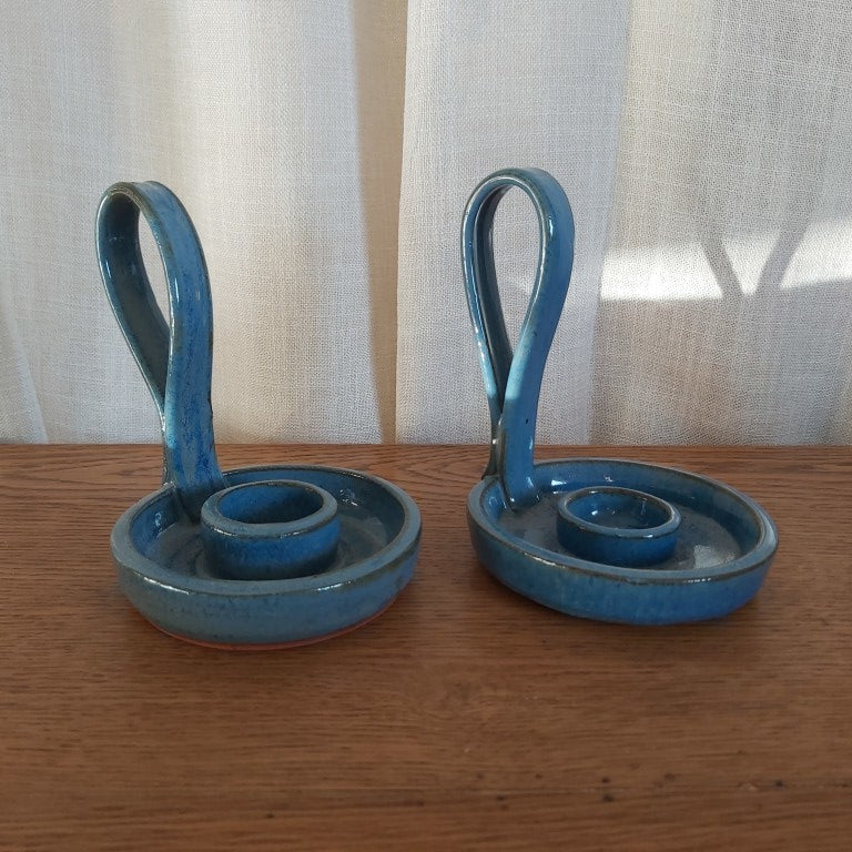 Pair of Wee Willie Winky Pottery Candle Holders