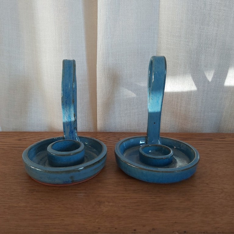 Pair of Wee Willie Winky Pottery Candle Holders