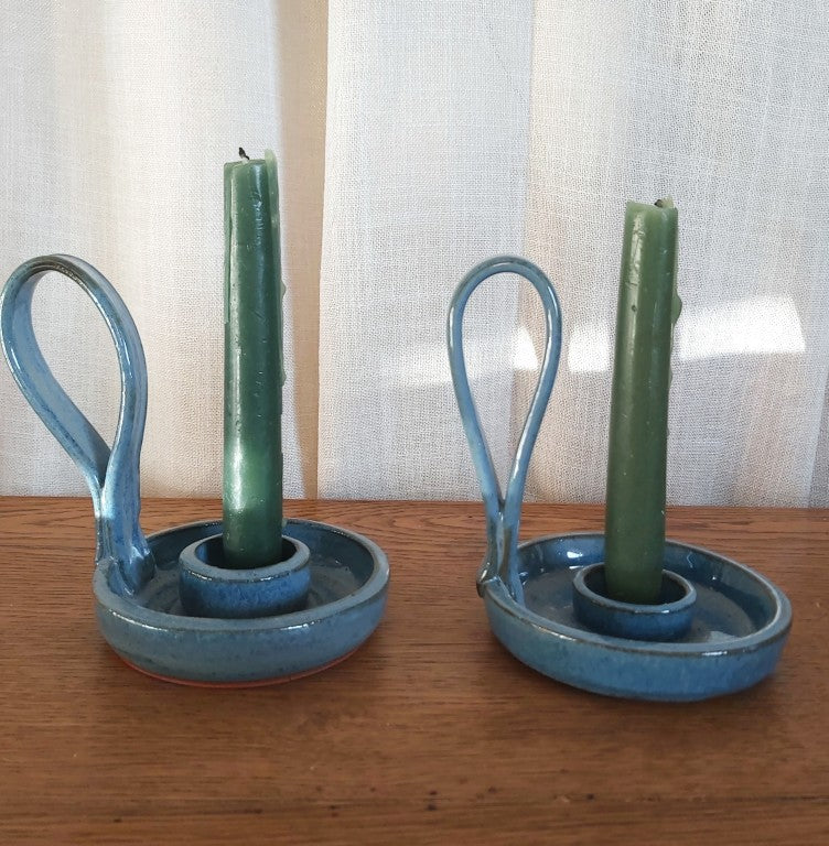 Pair of Wee Willie Winky Pottery Candle Holders
