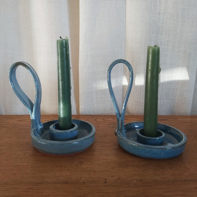 Pair of Wee Willie Winky Pottery Candle Holders