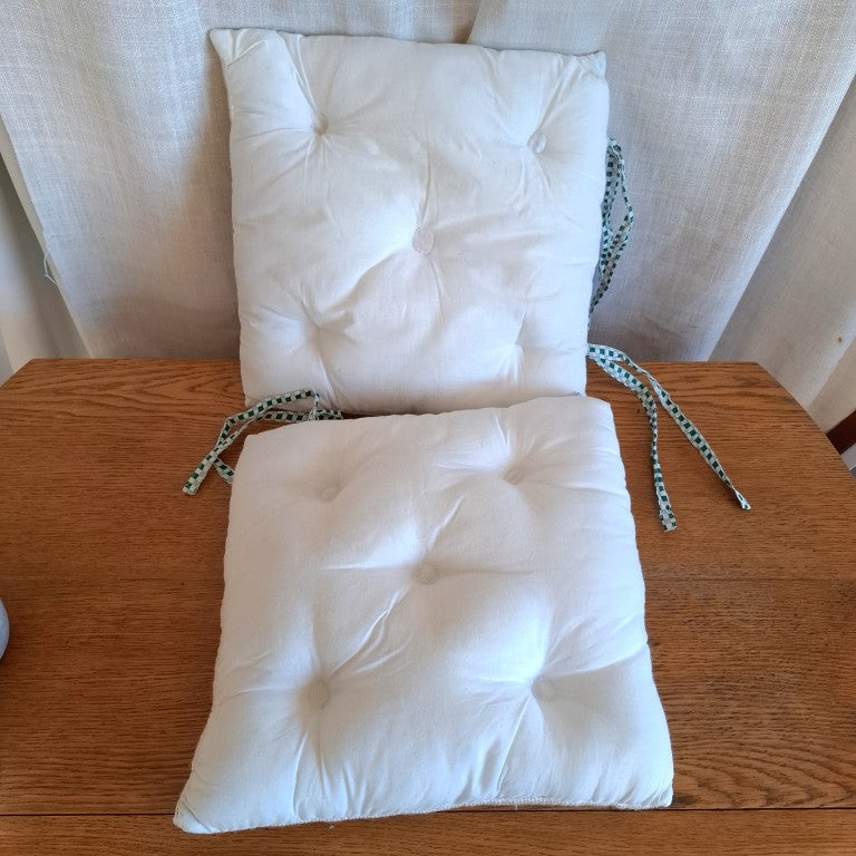 Pair of Vintage Wool Needlework Cushions Chair Pads