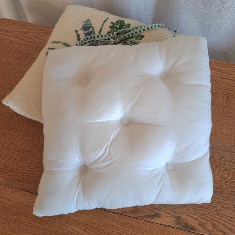 Pair of Vintage Wool Needlework Cushions Chair Pads