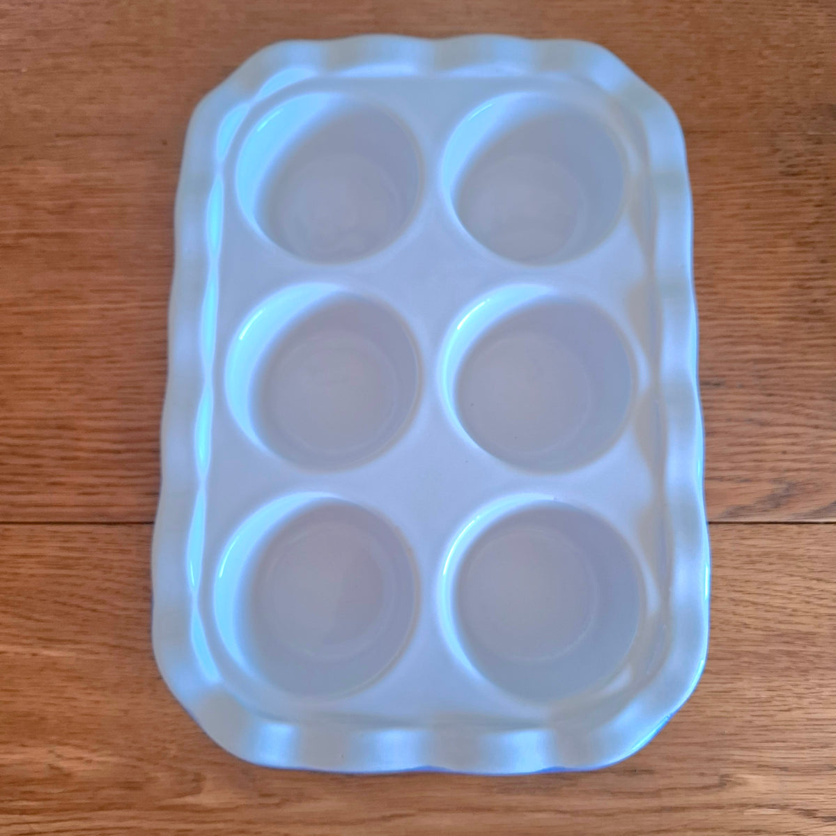 Vintage Emile Henry Ceramic 6-Cup Muffin Pan - Cobalt Blue