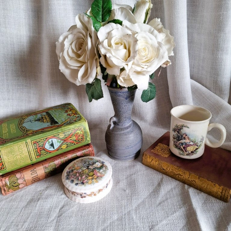 Pretty Pottery Vase With Swirl Signed CP
