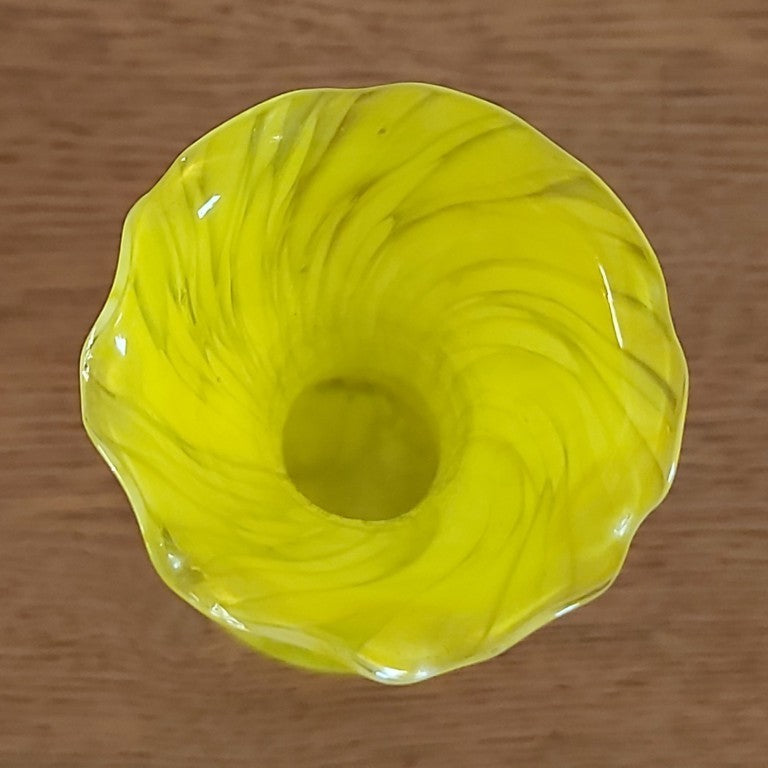 Pretty Yellow Ruffled Edge Glass Vase