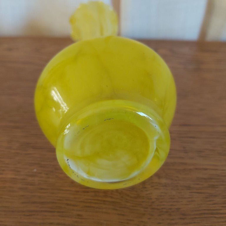 Pretty Yellow Ruffled Edge Glass Vase