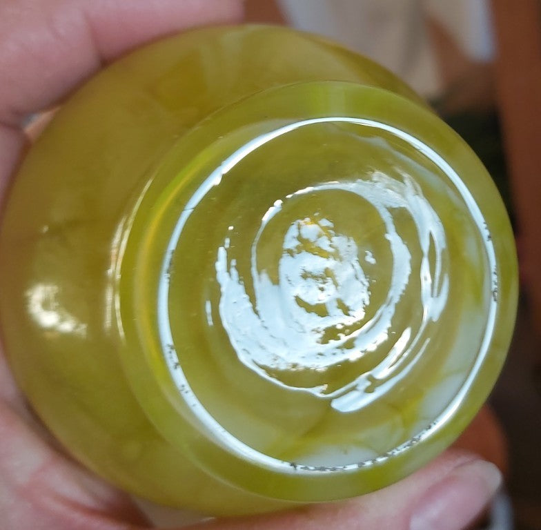 Pretty Yellow Ruffled Edge Glass Vase