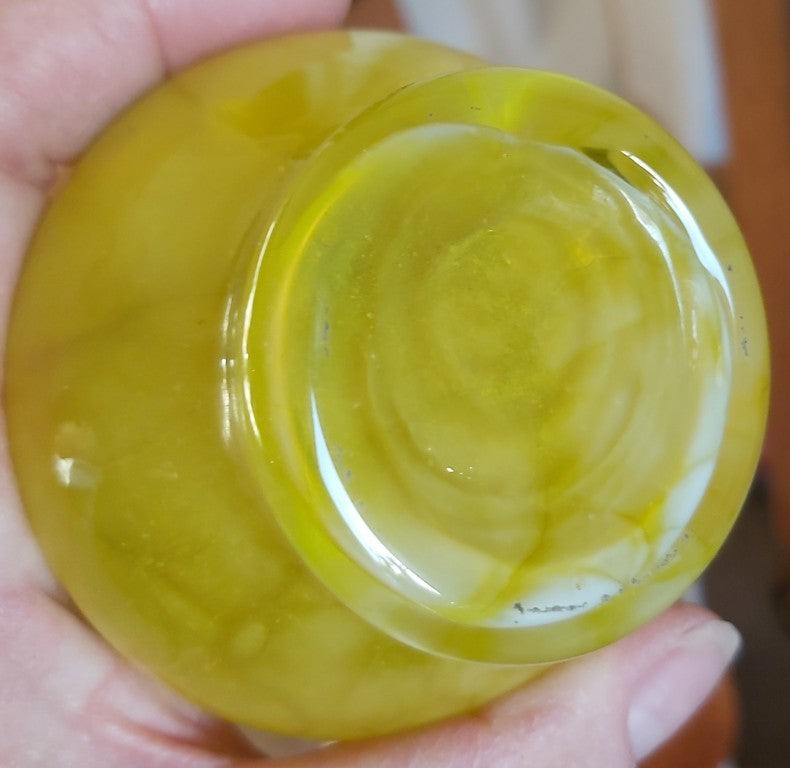 Pretty Yellow Ruffled Edge Glass Vase