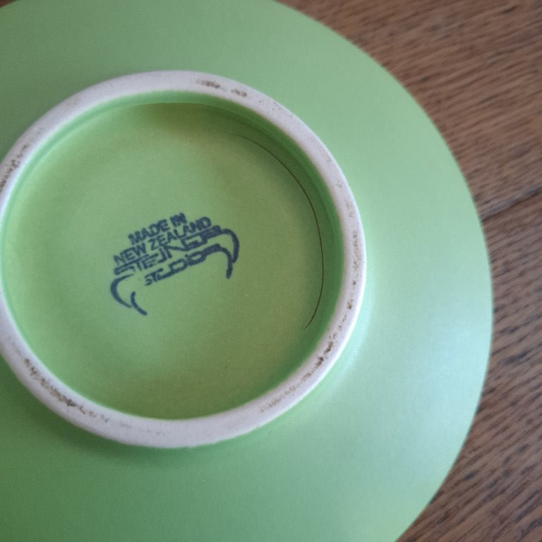 Rare Bob Steiner Green Deco Pair or Tea Cups and Saucers