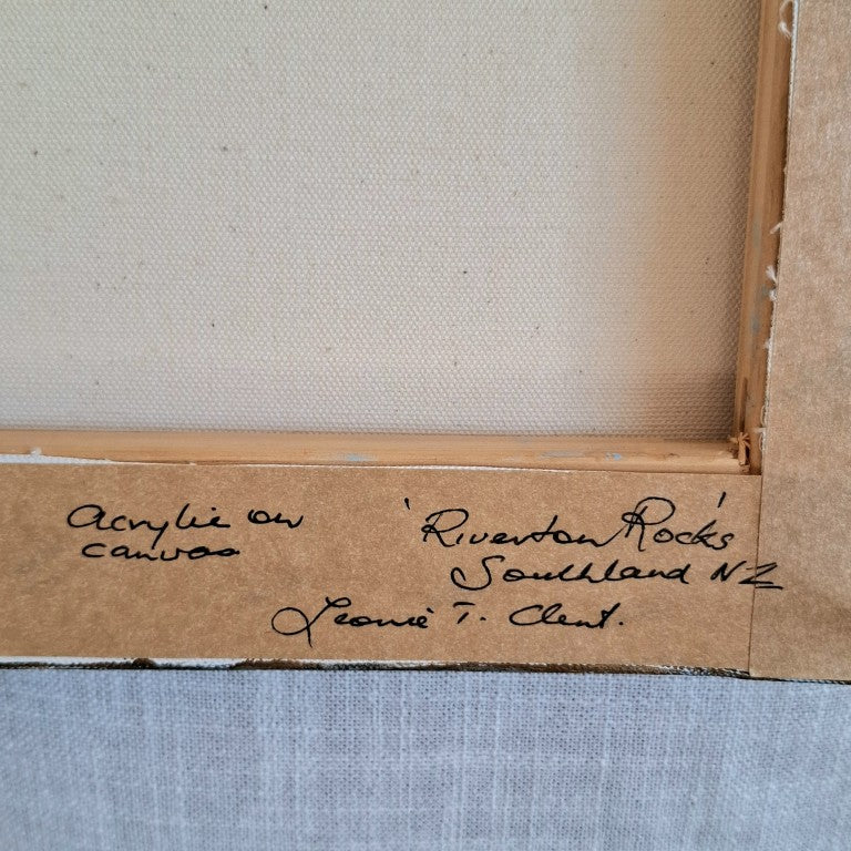 Riverton Rocks Southland Painting Signed by Leonie Clent