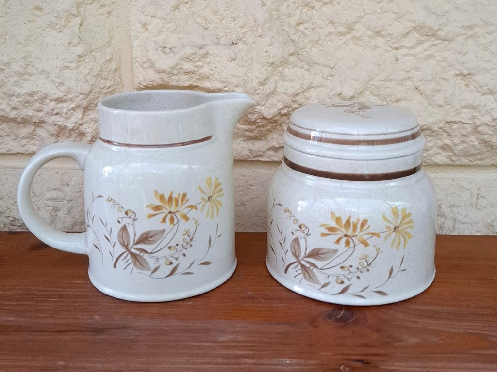 Royal Doulton Lambethware Sandsprite Milk Jug & Sugar Bowl