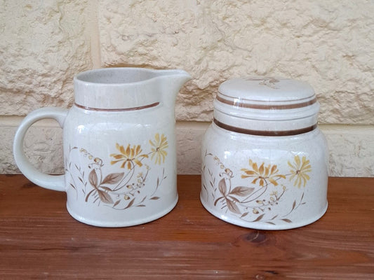 Royal Doulton Lambethware Sandsprite Milk Jug & Sugar Bowl