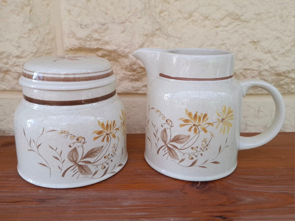 Royal Doulton Lambethware Sandsprite Milk Jug & Sugar Bowl