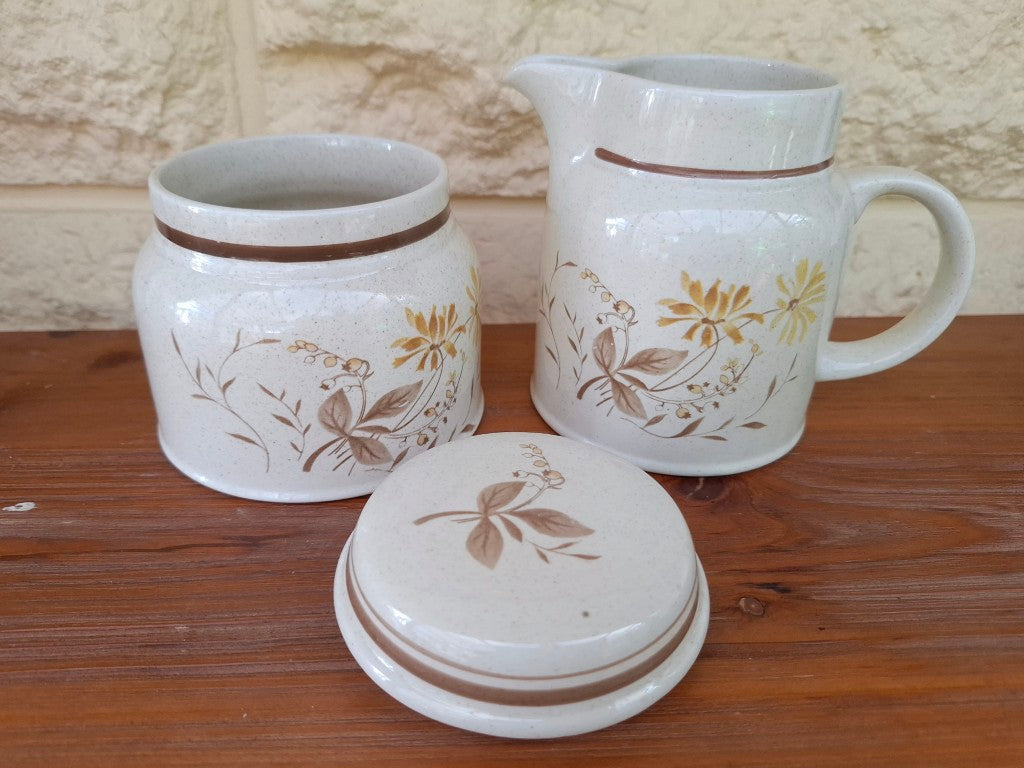 Royal Doulton Lambethware Sandsprite Milk Jug & Sugar Bowl