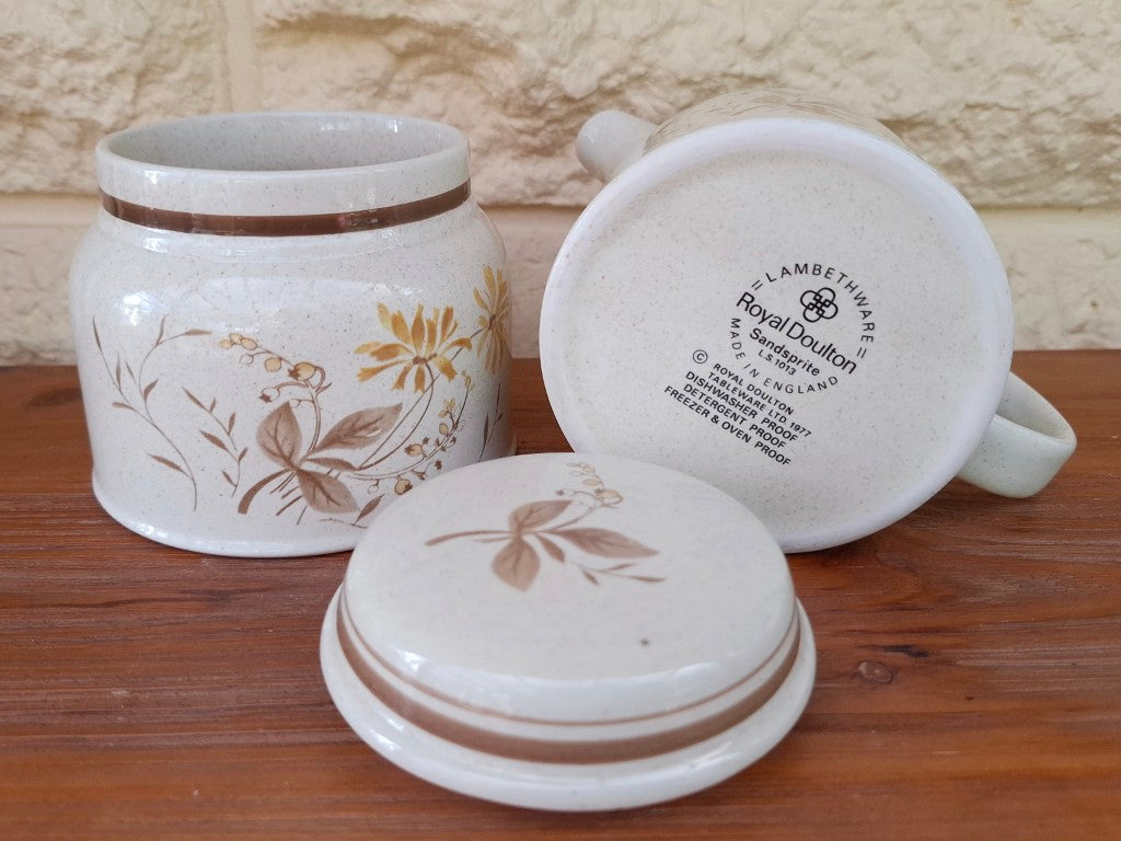 Royal Doulton Lambethware Sandsprite Milk Jug & Sugar Bowl
