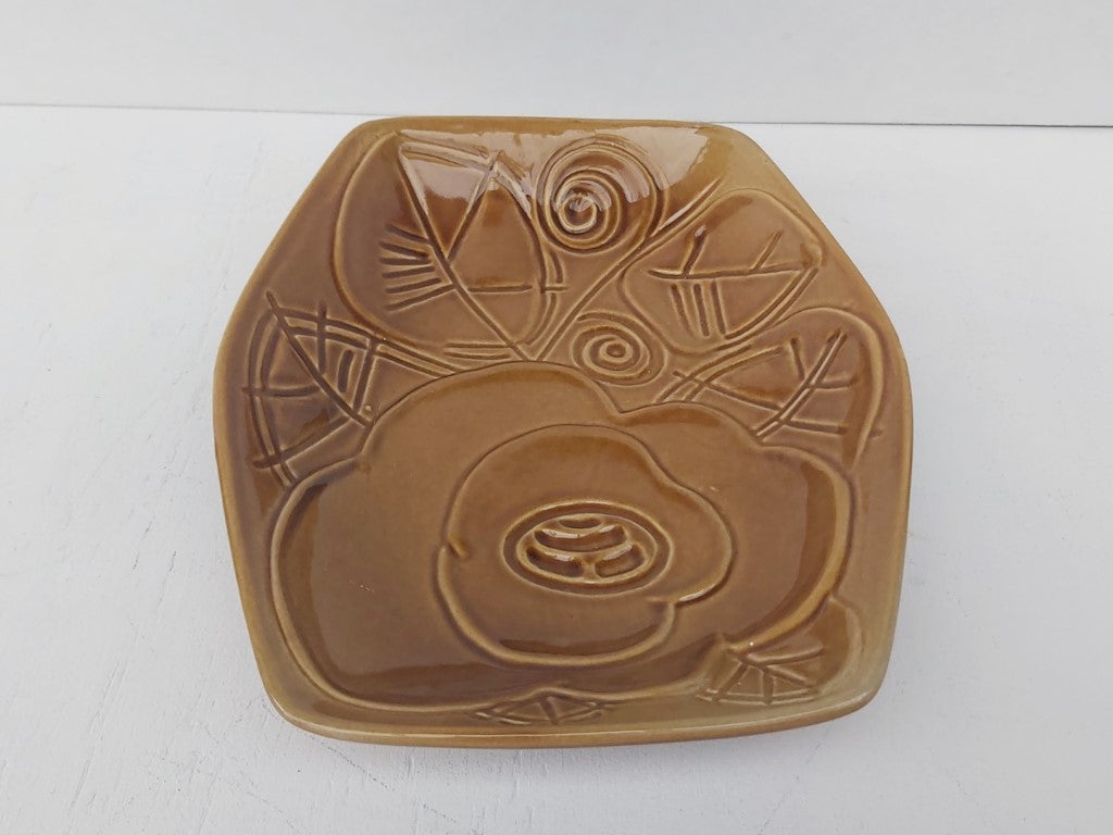 Royal Winton Grimwades Honey Coloured Floral Hexagon Dish