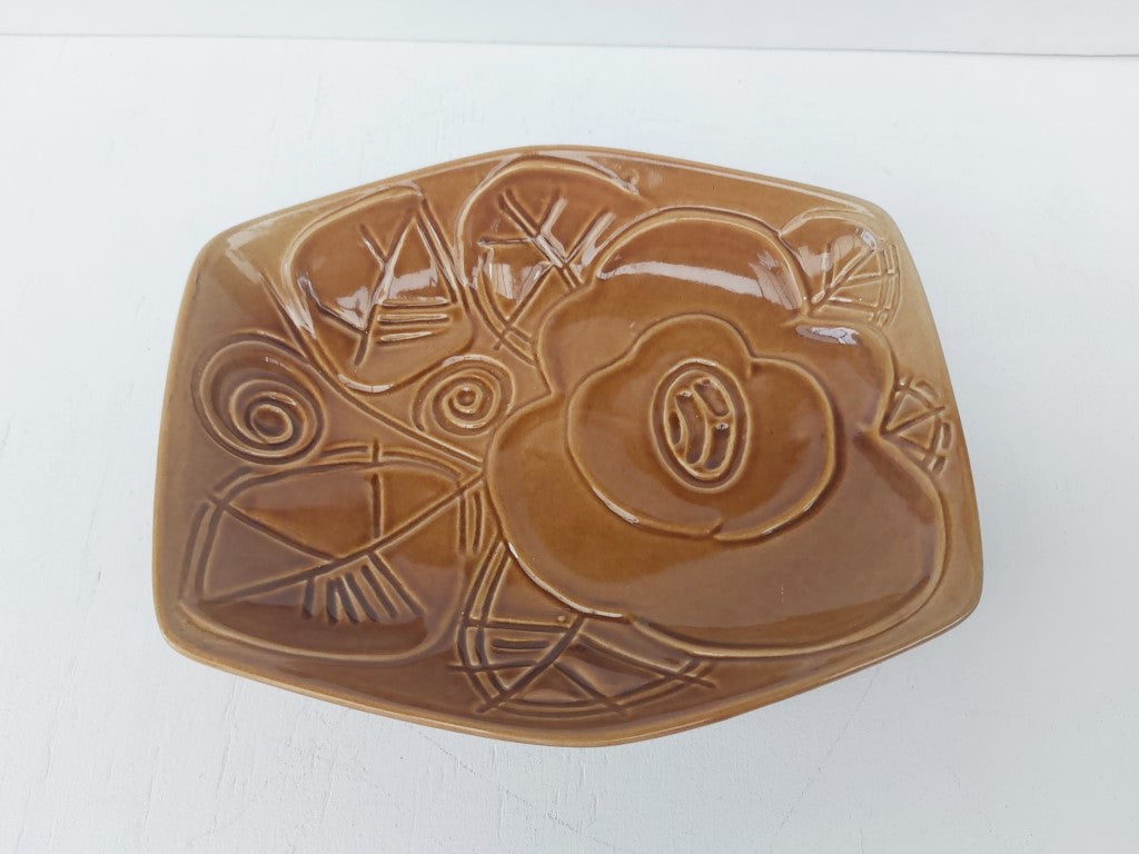 Royal Winton Grimwades Honey Coloured Floral Hexagon Dish