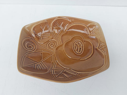 Royal Winton Grimwades Honey Coloured Floral Hexagon Dish