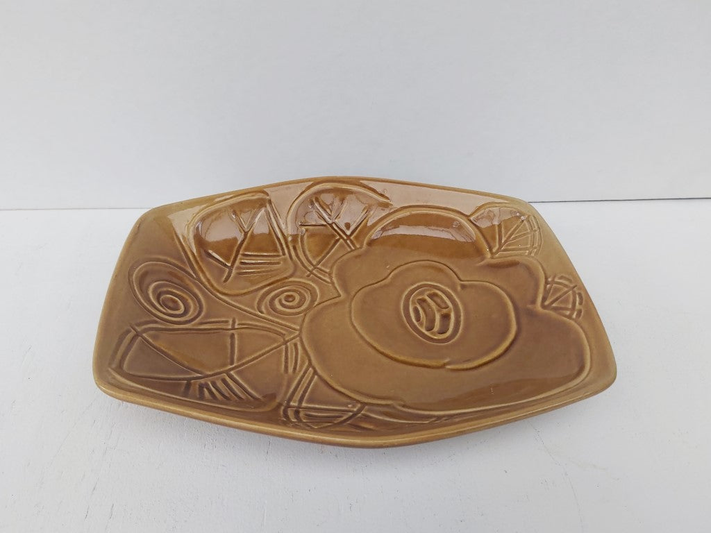Royal Winton Grimwades Honey Coloured Floral Hexagon Dish