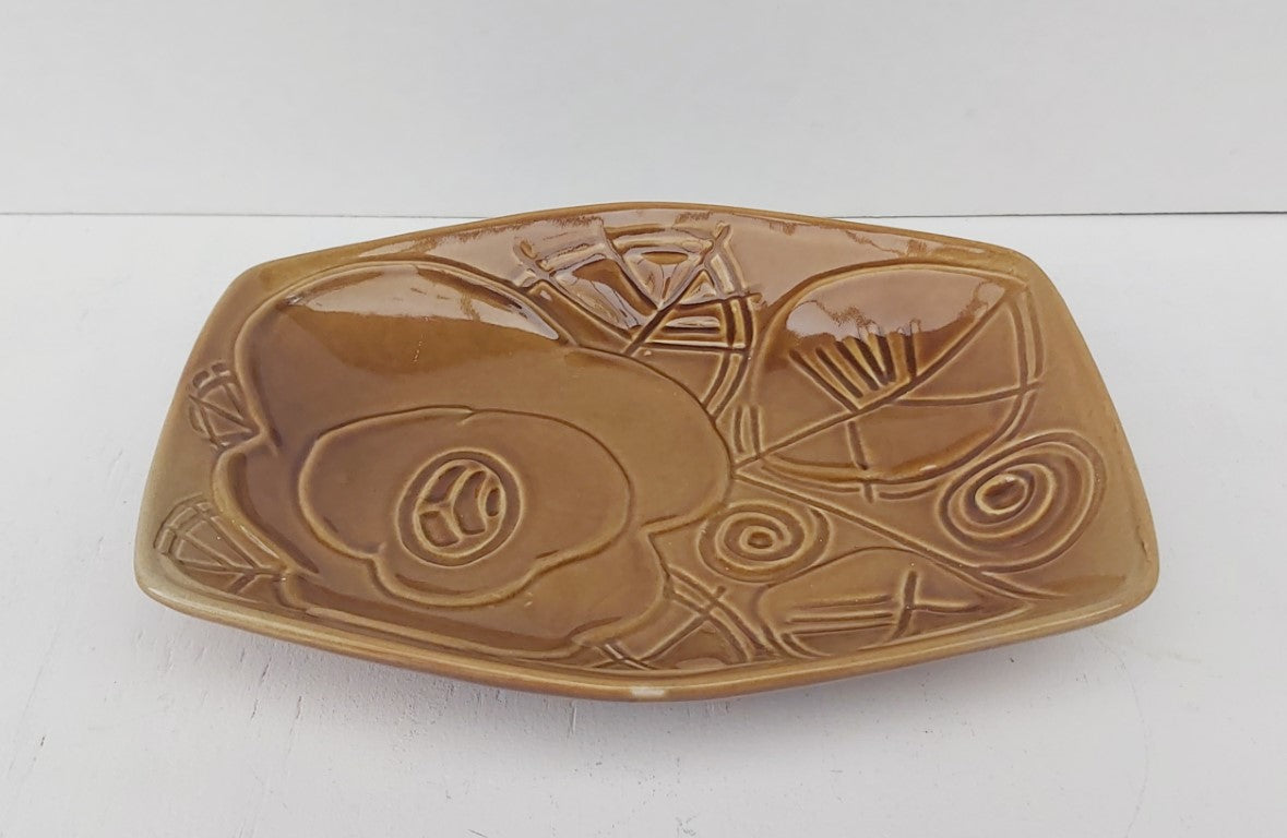 Royal Winton Grimwades Honey Coloured Floral Hexagon Dish