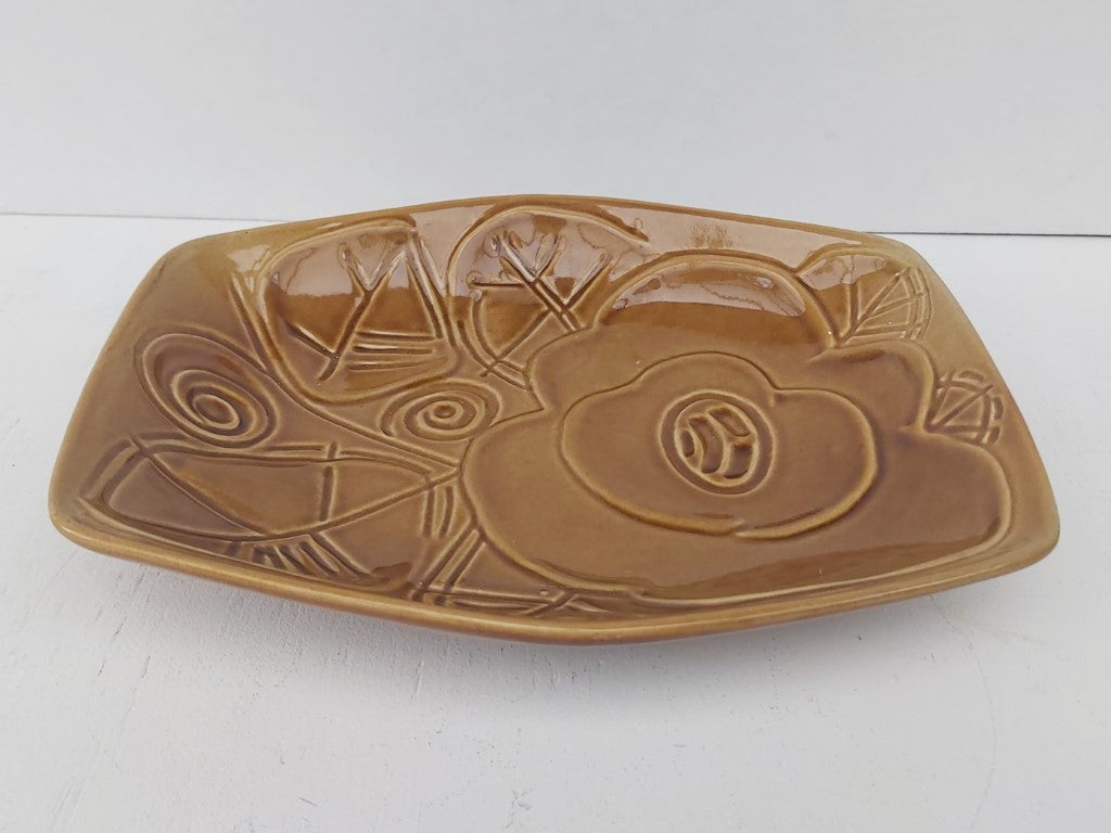 Royal Winton Grimwades Honey Coloured Floral Hexagon Dish